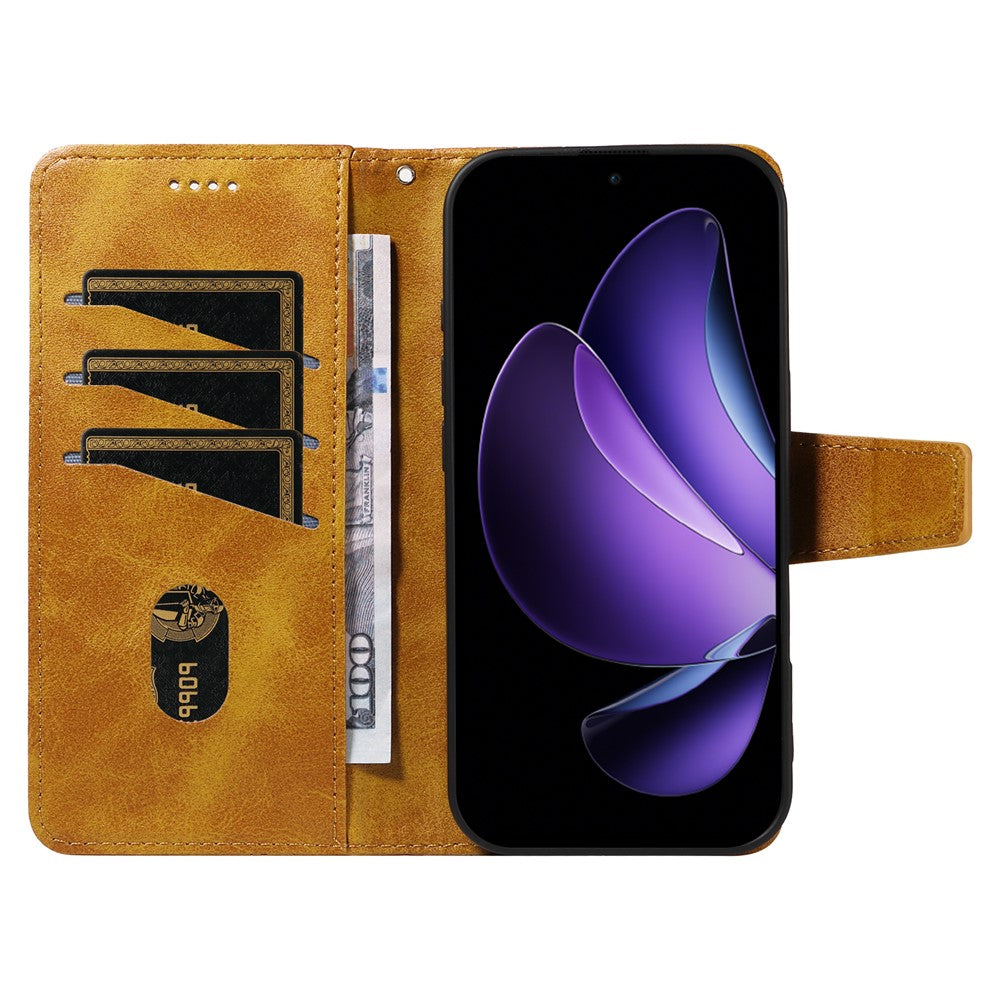 Oppo Reno13 F 5G (Reno 13 FS 5G) / 4G Läderfodral Plånboksfodral med stativ, rutmönster och rem