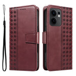 Oppo Reno13 F 5G (Reno 13 FS 5G) / 4G Läderfodral Plånboksfodral med stativ, rutmönster och rem