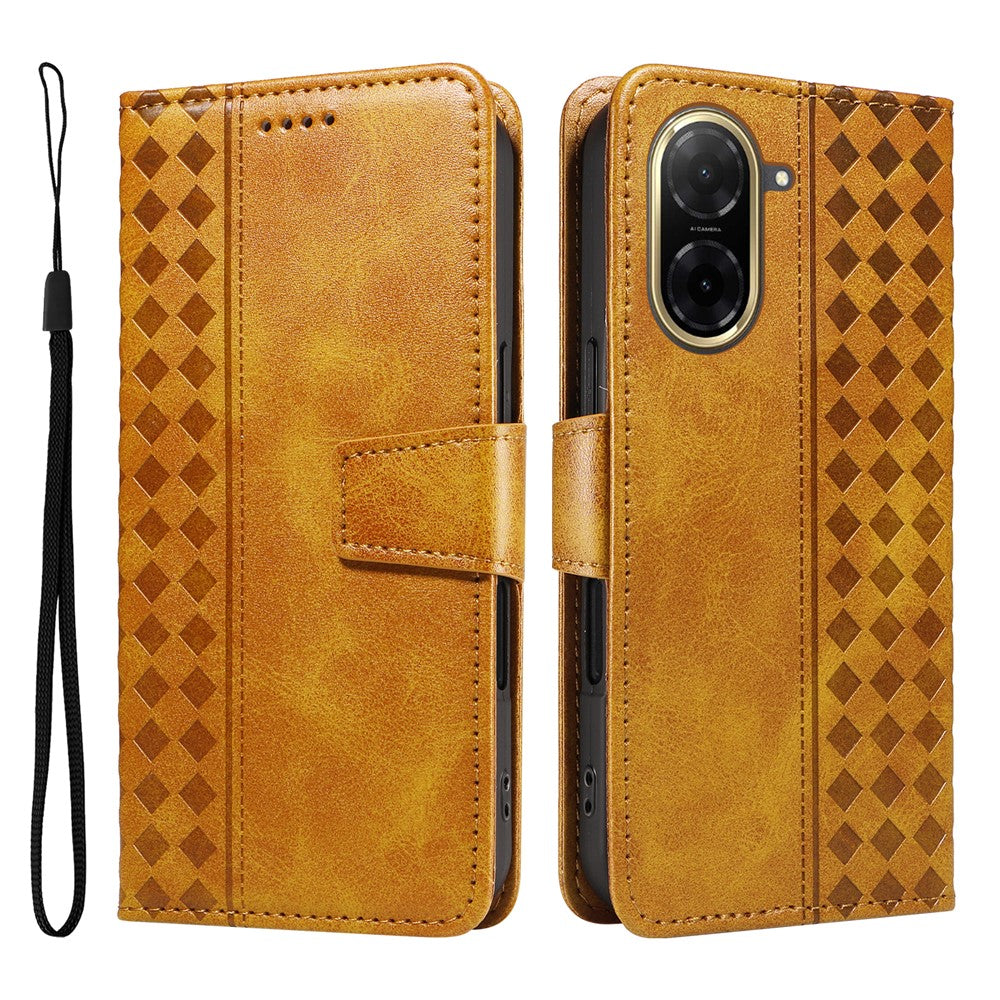 For Xiaomi Redmi A5 NFC (EU) (173.45mm) Leather Case Wallet Stand Grids Imprinted Phone Cover with Strap