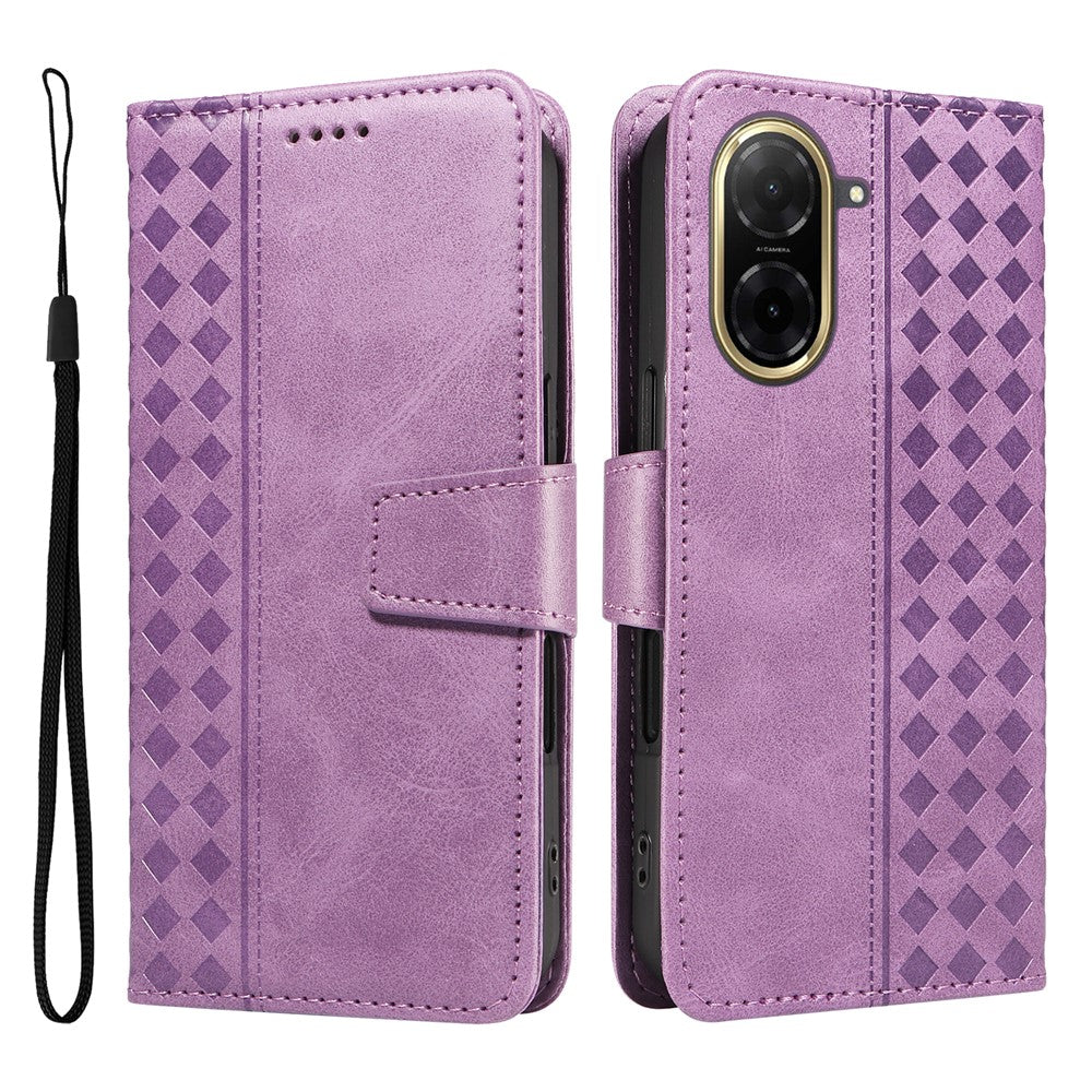For Xiaomi Redmi A5 NFC (EU) (173.45mm) Leather Case Wallet Stand Grids Imprinted Phone Cover with Strap