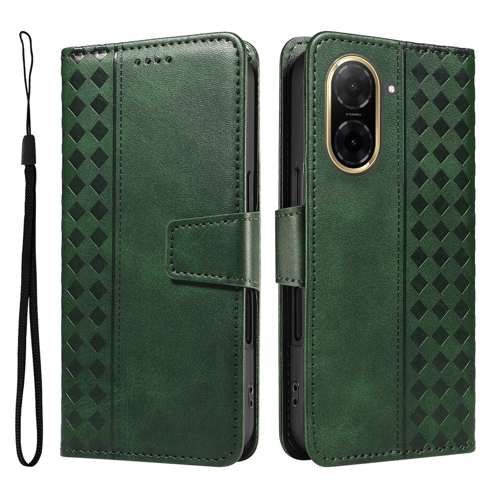 For Xiaomi Redmi A5 NFC (EU) (173.45mm) Leather Case Wallet Stand Grids Imprinted Phone Cover with Strap