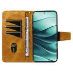 For Xiaomi Poco M7 Pro 5G / Xiaomi Redmi Note 14 5G Leather Case Wallet Stand Grids Imprinted Phone Cover with Strap