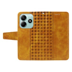 For Xiaomi Poco M7 Pro 5G / Xiaomi Redmi Note 14 5G Leather Case Wallet Stand Grids Imprinted Phone Cover with Strap