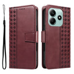 For Xiaomi Poco M7 Pro 5G / Xiaomi Redmi Note 14 5G Leather Case Wallet Stand Grids Imprinted Phone Cover with Strap