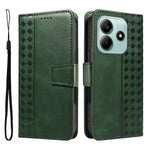 For Xiaomi Poco M7 Pro 5G / Xiaomi Redmi Note 14 5G Leather Case Wallet Stand Grids Imprinted Phone Cover with Strap