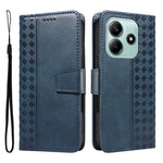 For Xiaomi Poco M7 Pro 5G / Xiaomi Redmi Note 14 5G Leather Case Wallet Stand Grids Imprinted Phone Cover with Strap