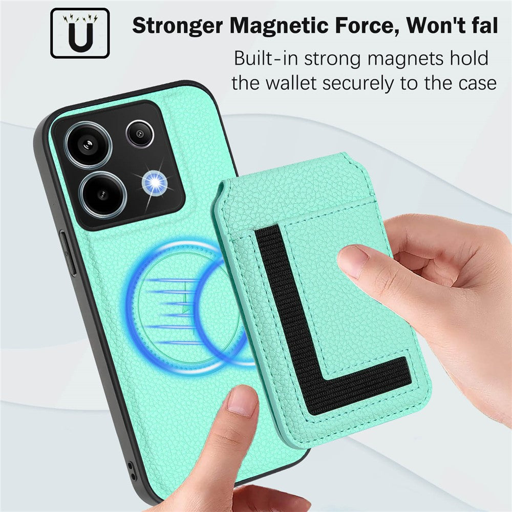 Xiaomi Poco X6 5G / Xiaomi Redmi Note 13 Pro 5G Magnetiskt skal TPU + PU-läder bakstycke med avtagbar korthållare