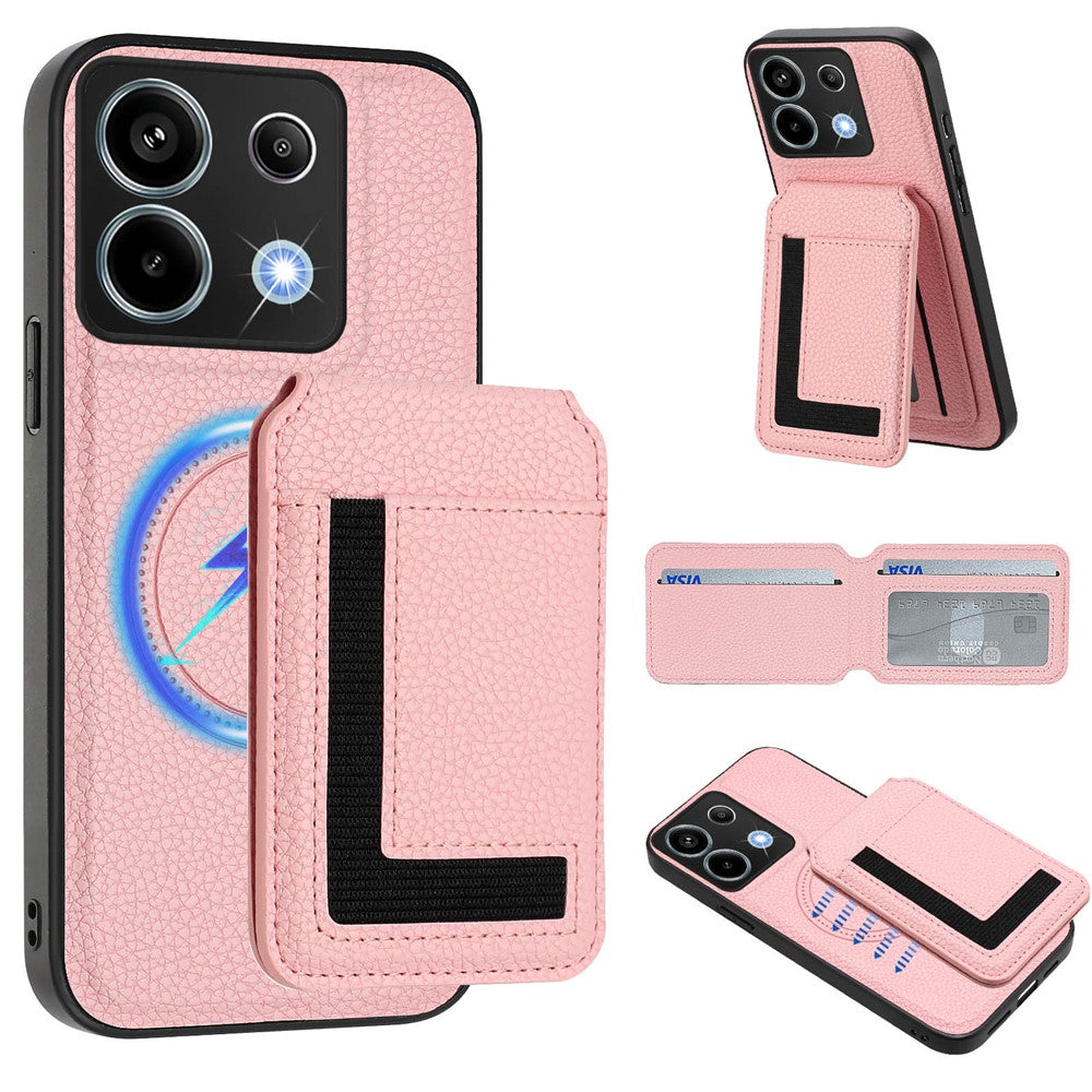 Xiaomi Poco X6 5G / Xiaomi Redmi Note 13 Pro 5G Magnetiskt skal TPU + PU-läder bakstycke med avtagbar korthållare