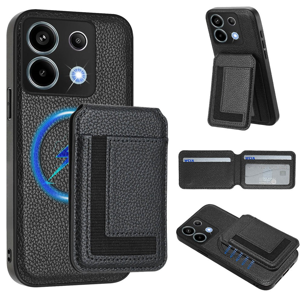Xiaomi Poco X6 5G / Xiaomi Redmi Note 13 Pro 5G Magnetiskt skal TPU + PU-läder bakstycke med avtagbar korthållare