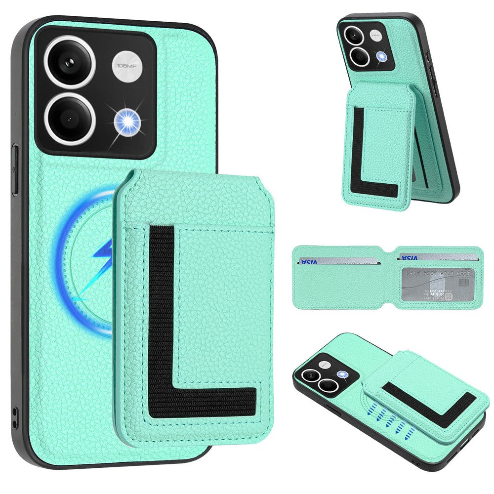 Xiaomi Redmi Note 13 5G Magnetiskt Skal TPU + PU Läder mobil Baksida med Avtagbar Korthållare