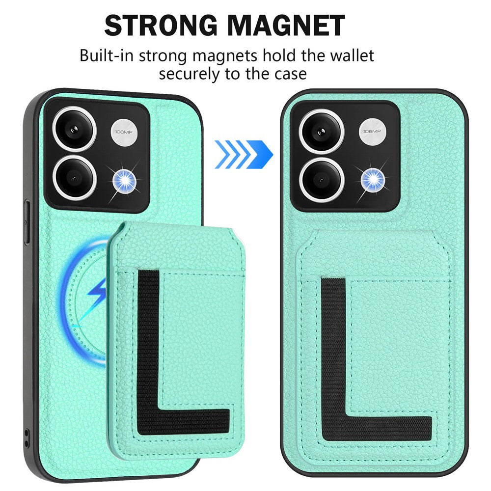 Xiaomi Redmi Note 13 5G Magnetiskt Skal TPU + PU Läder mobil Baksida med Avtagbar Korthållare