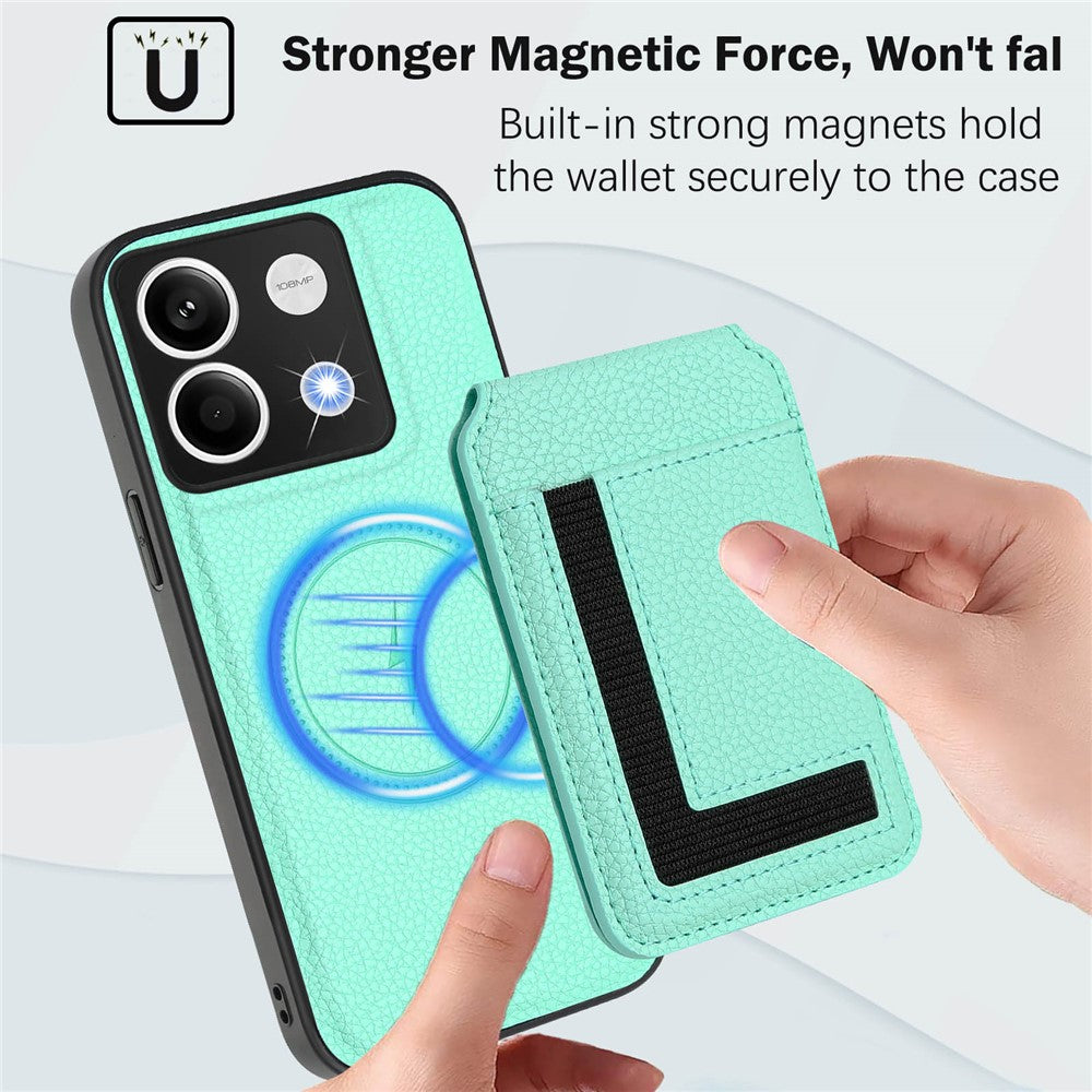 Xiaomi Redmi Note 13 5G Magnetiskt Skal TPU + PU Läder mobil Baksida med Avtagbar Korthållare