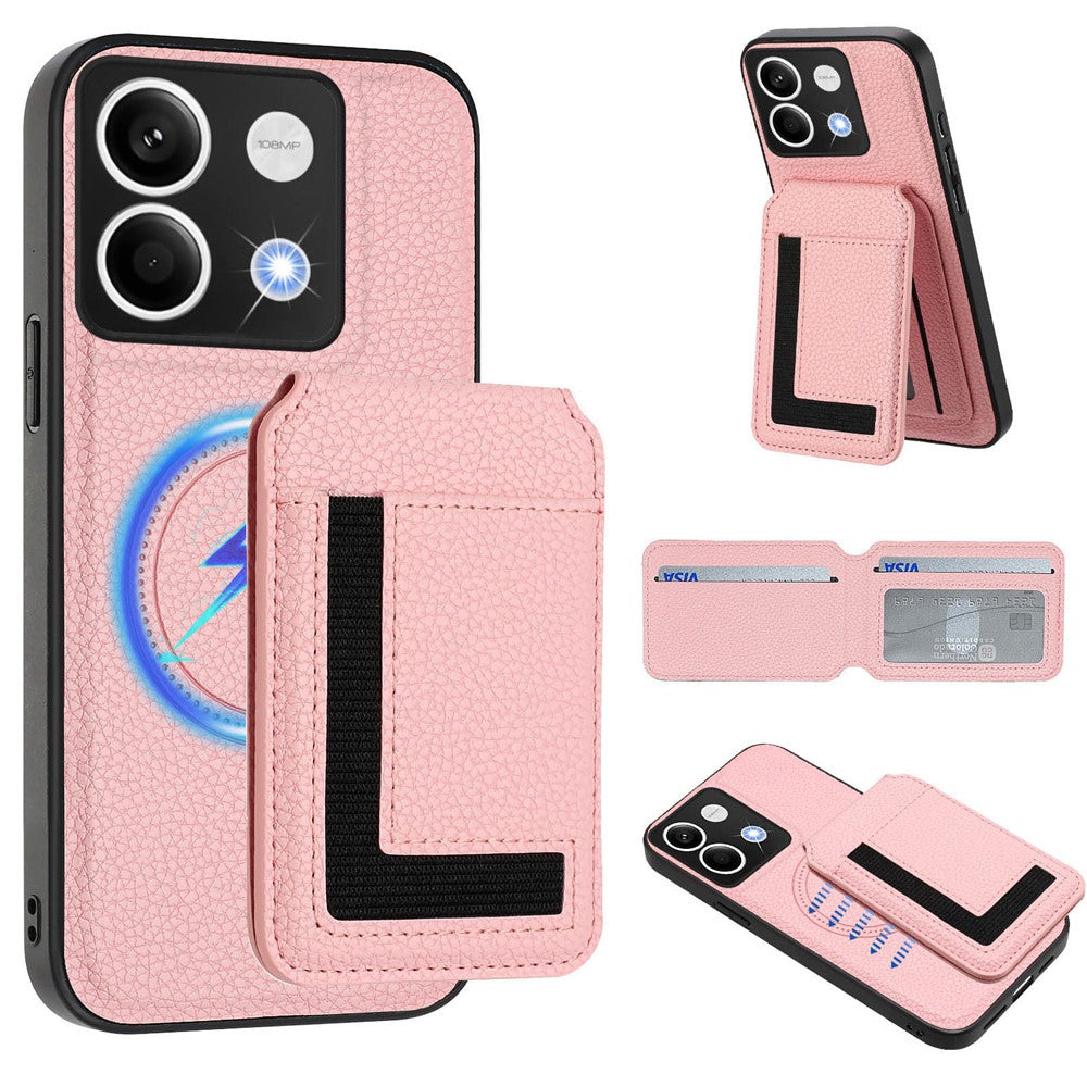 Xiaomi Redmi Note 13 5G Magnetiskt Skal TPU + PU Läder mobil Baksida med Avtagbar Korthållare