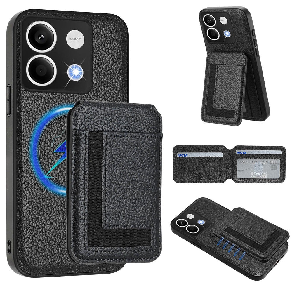Xiaomi Redmi Note 13 5G Magnetiskt Skal TPU + PU Läder mobil Baksida med Avtagbar Korthållare