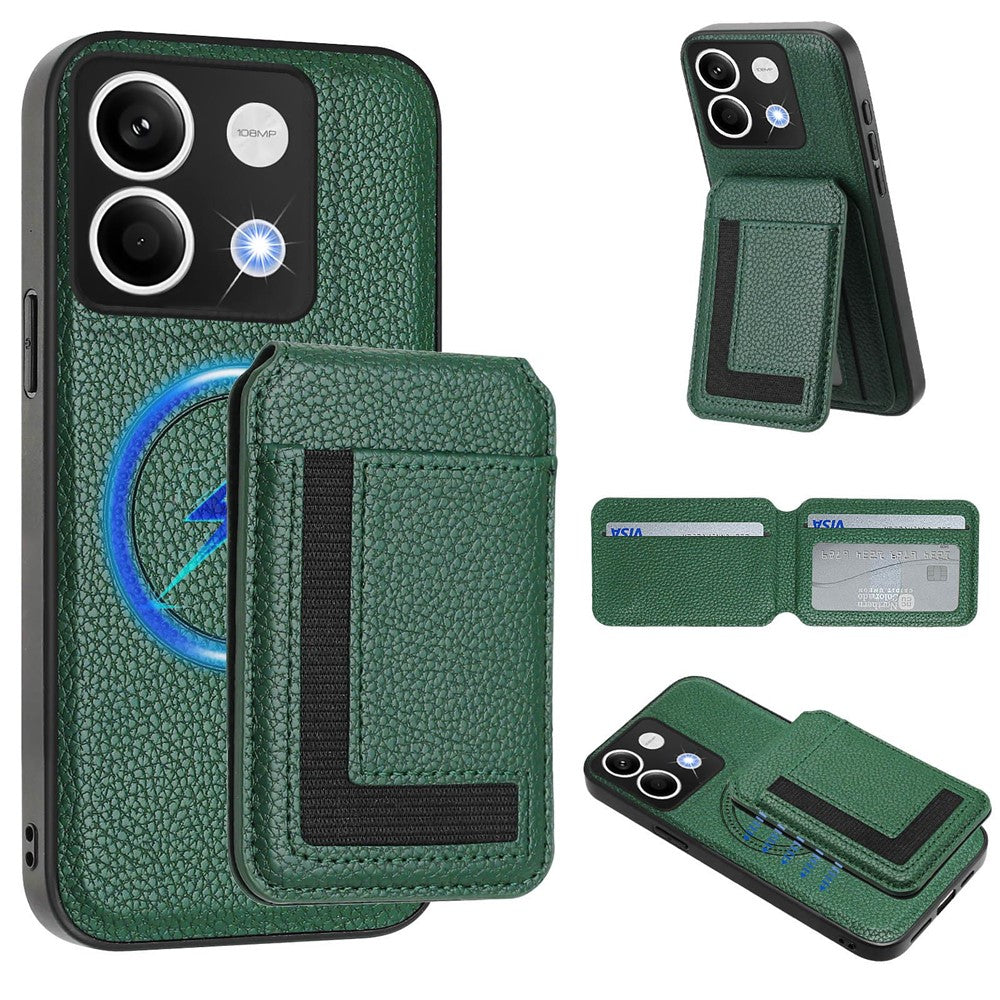 Xiaomi Redmi Note 13 5G Magnetiskt Skal TPU + PU Läder mobil Baksida med Avtagbar Korthållare