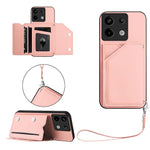 For Xiaomi Poco X6 5G / Xiaomi Redmi Note 13 Pro 5G Case Card Holder Kickstand Skin-Touch Phone Cover with Wrist Strap