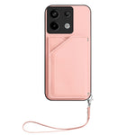 For Xiaomi Poco X6 5G / Xiaomi Redmi Note 13 Pro 5G Case Card Holder Kickstand Skin-Touch Phone Cover with Wrist Strap