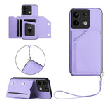 For Xiaomi Poco X6 5G / Xiaomi Redmi Note 13 Pro 5G Case Card Holder Kickstand Skin-Touch Phone Cover with Wrist Strap