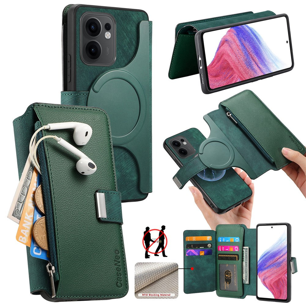 CASENEO För Oppo Reno13 F 5G (Reno 13 FS 5G) / 4G Skal MW-02 Avtagbart Magnetiskt Läderfodral med Flipfunktion