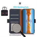 KHAZNEH til iPhone 17 Telefoncover RFID-blokerende pung Litchi-tekstur Ægte koskindslædercover