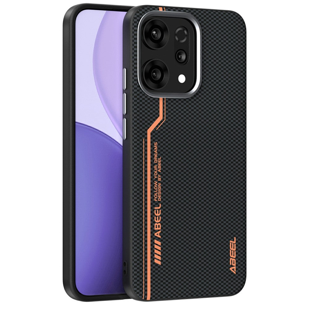 ABEEL For Oppo Reno14 Pro 5G (Global) Magnetic Case Micro-Embossing 6D Printed PC TPU Aluminum Alloy Leather Phone Cover