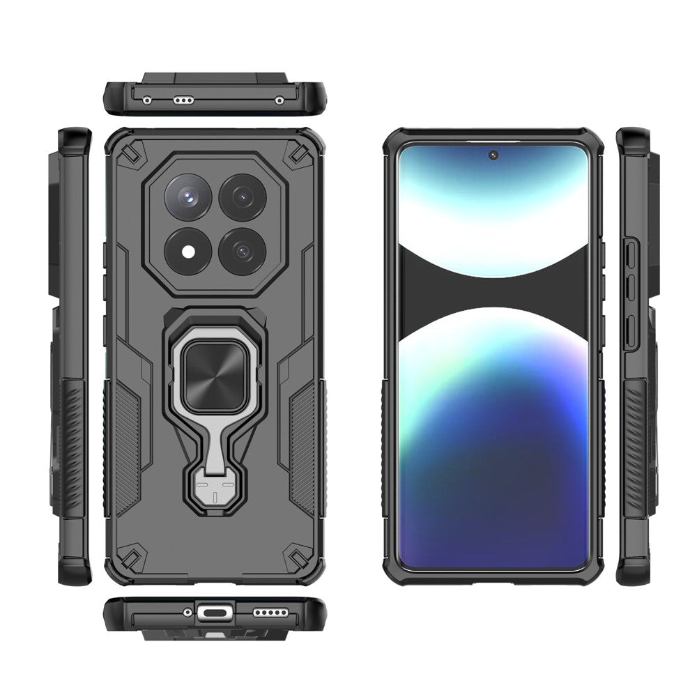 For Xiaomi Redmi Note 14 Pro+ 5G Case Rotatable Ring Kickstand PC + TPU Shockproof Phone Cover