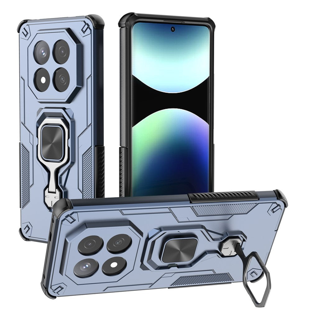 For Xiaomi Redmi Note 14 Pro+ 5G Case Rotatable Ring Kickstand PC + TPU Shockproof Phone Cover