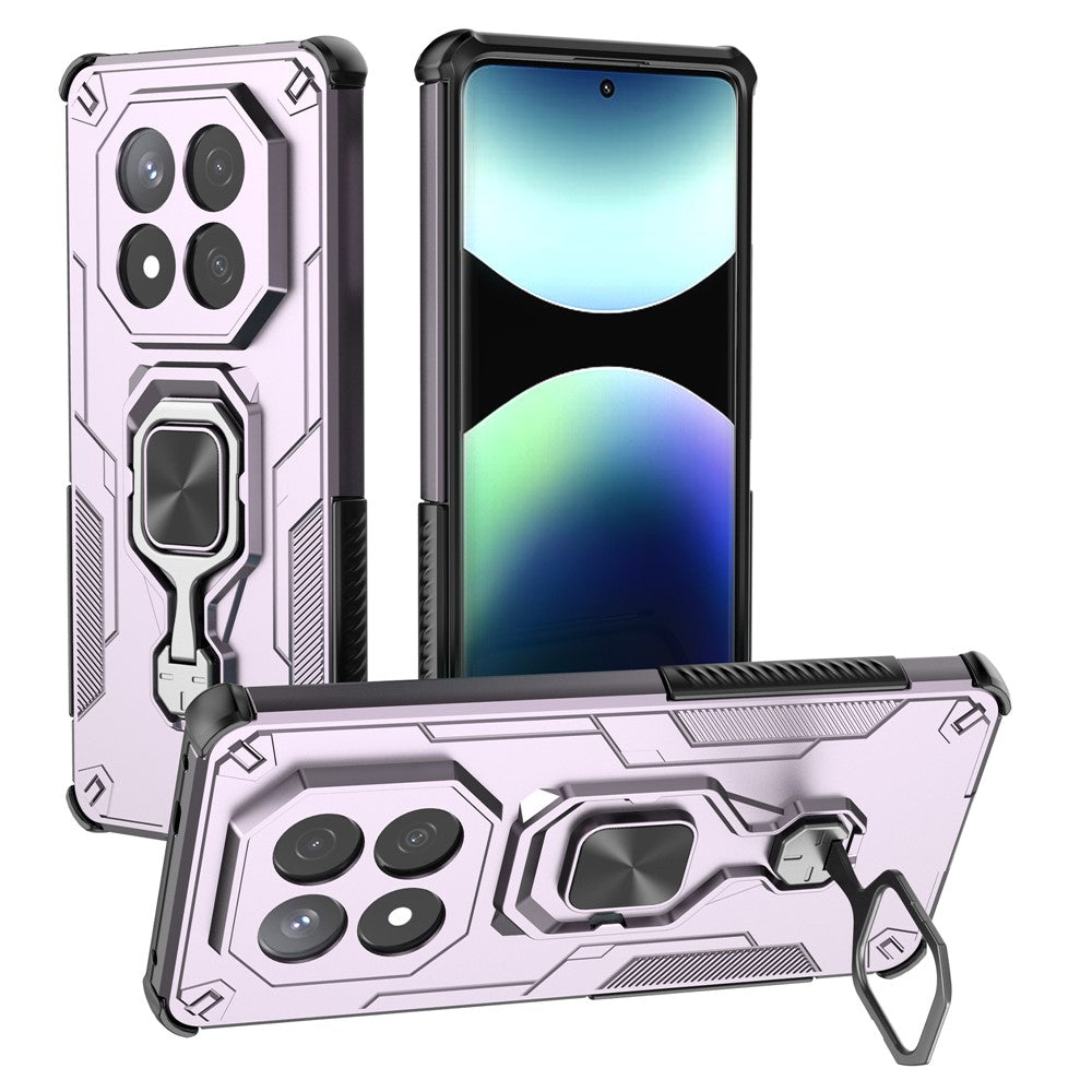 For Xiaomi Redmi Note 14 Pro+ 5G Case Rotatable Ring Kickstand PC + TPU Shockproof Phone Cover