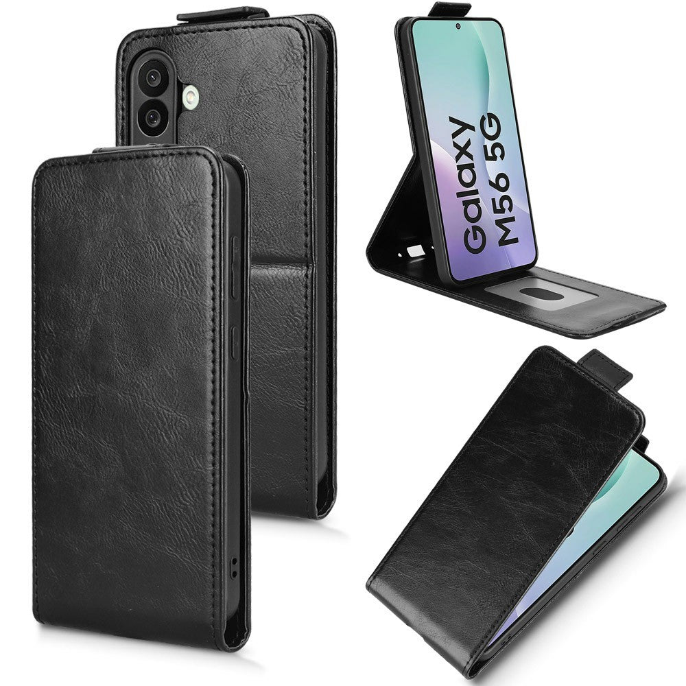 For Samsung Galaxy M56 5G Stand Case Magnetic Clasp Vertical Flip Leather Phone Cover with Card Holder