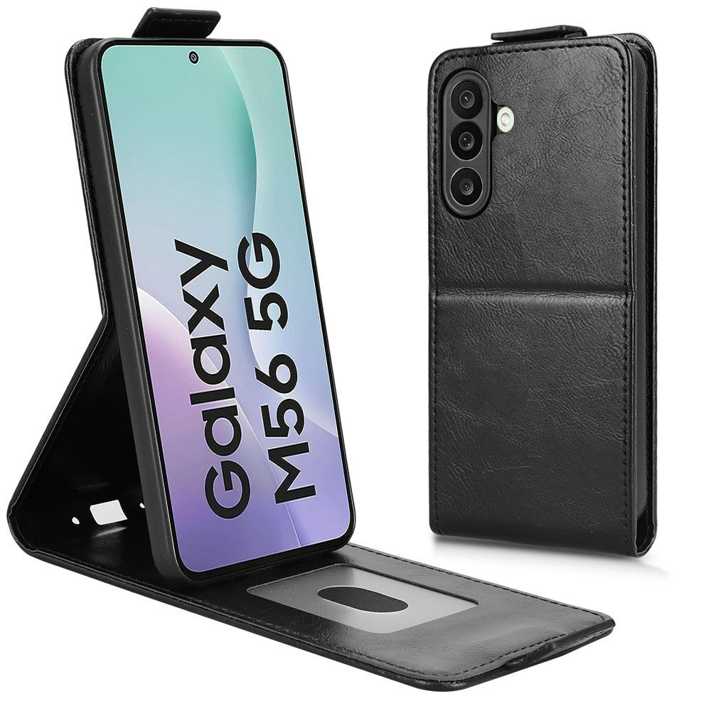 For Samsung Galaxy M56 5G Stand Case Magnetic Clasp Vertical Flip Leather Phone Cover with Card Holder