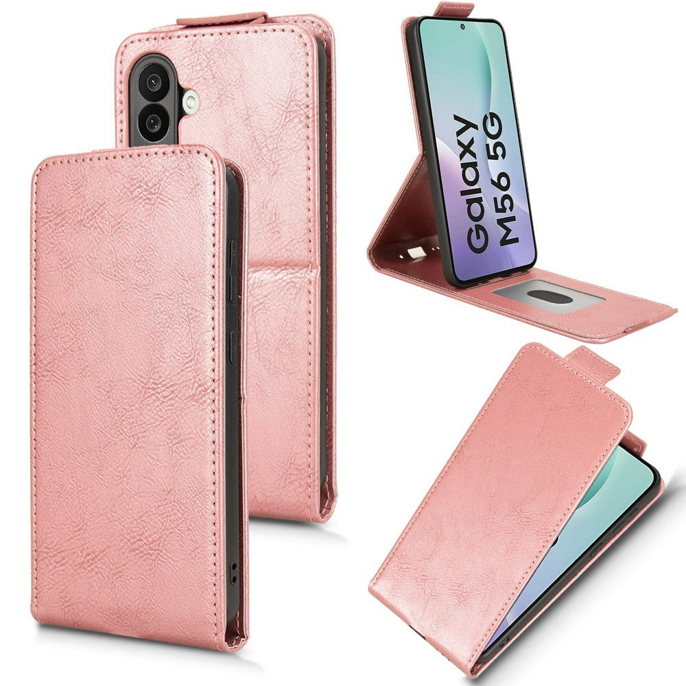 For Samsung Galaxy M56 5G Stand Case Magnetic Clasp Vertical Flip Leather Phone Cover with Card Holder