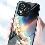 For Honor 400 Lite 5G Case Starry Sky Pattern Tempered Glass Phone Cover