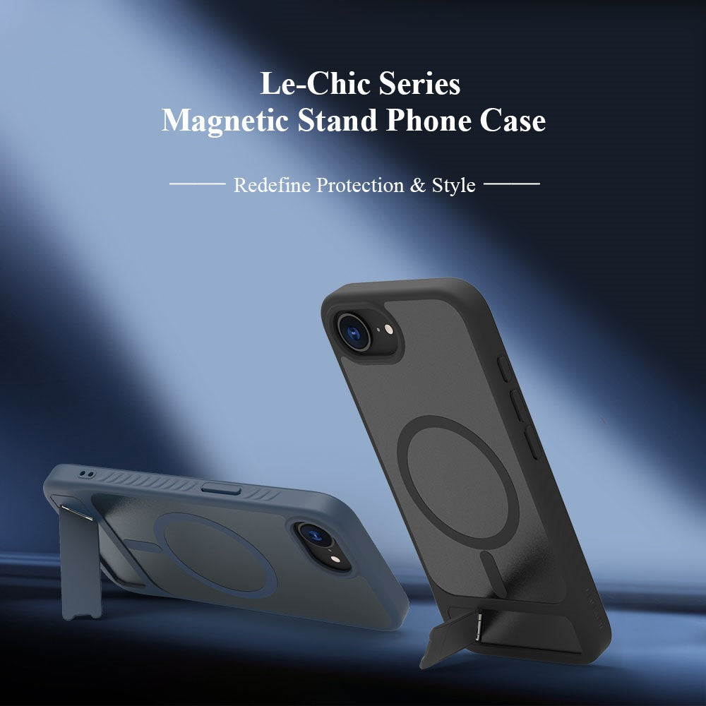 LEREACH Le-Chic Series For iPhone 17e / 16e Case Compatible with MagSafe Kickstand TPU + PC Phone Cover