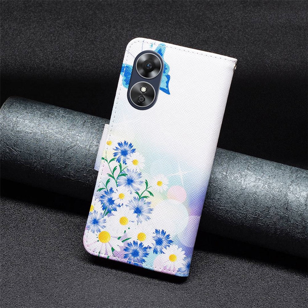 For Oppo A17 4G Phone Case Pattern Printing PU Leather Wallet Stand Cover