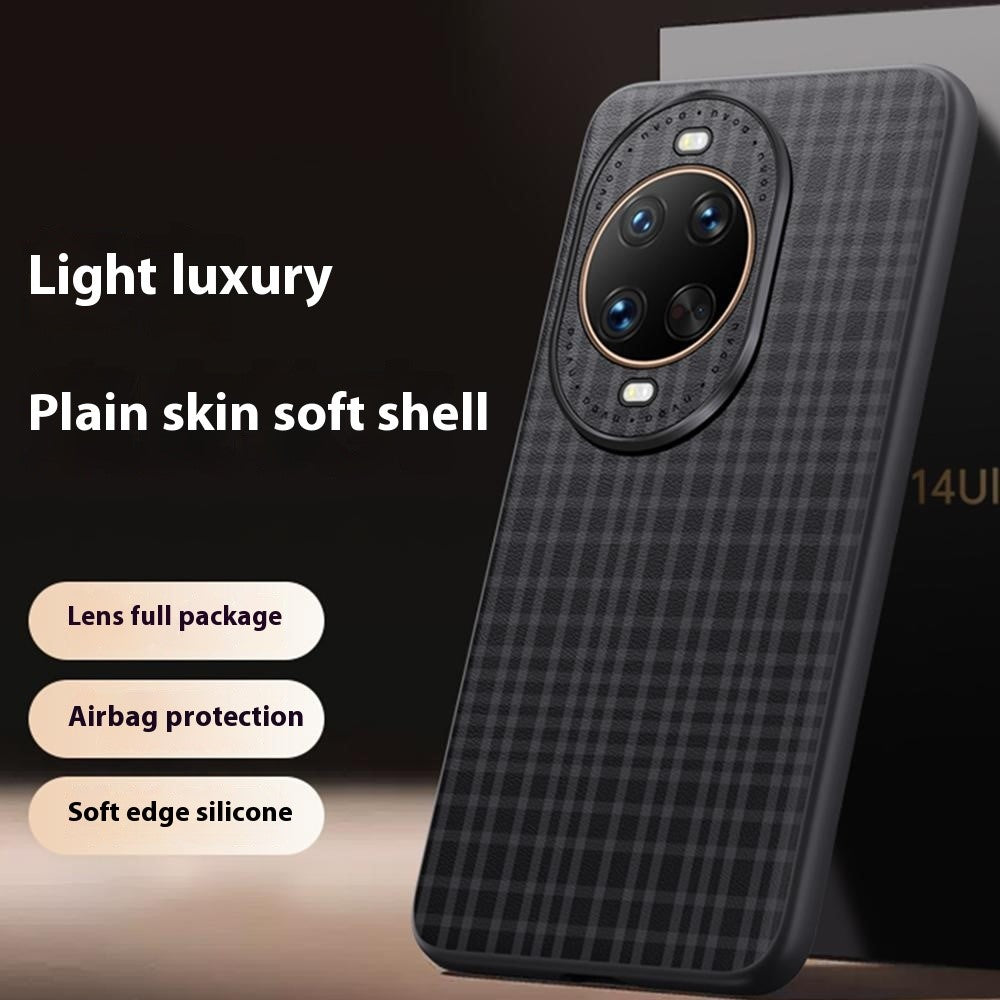 Huawei Nova 14 5G-skal med rutig textur i PU-läder + skyddande TPU-mobilskal
