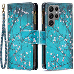 For Samsung Galaxy S23 Ultra Leather Case with Strap Pattern Printing Zipper Wallet Phone Stand Cover