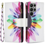 For Samsung Galaxy S23 Ultra Leather Case with Strap Pattern Printing Zipper Wallet Phone Stand Cover
