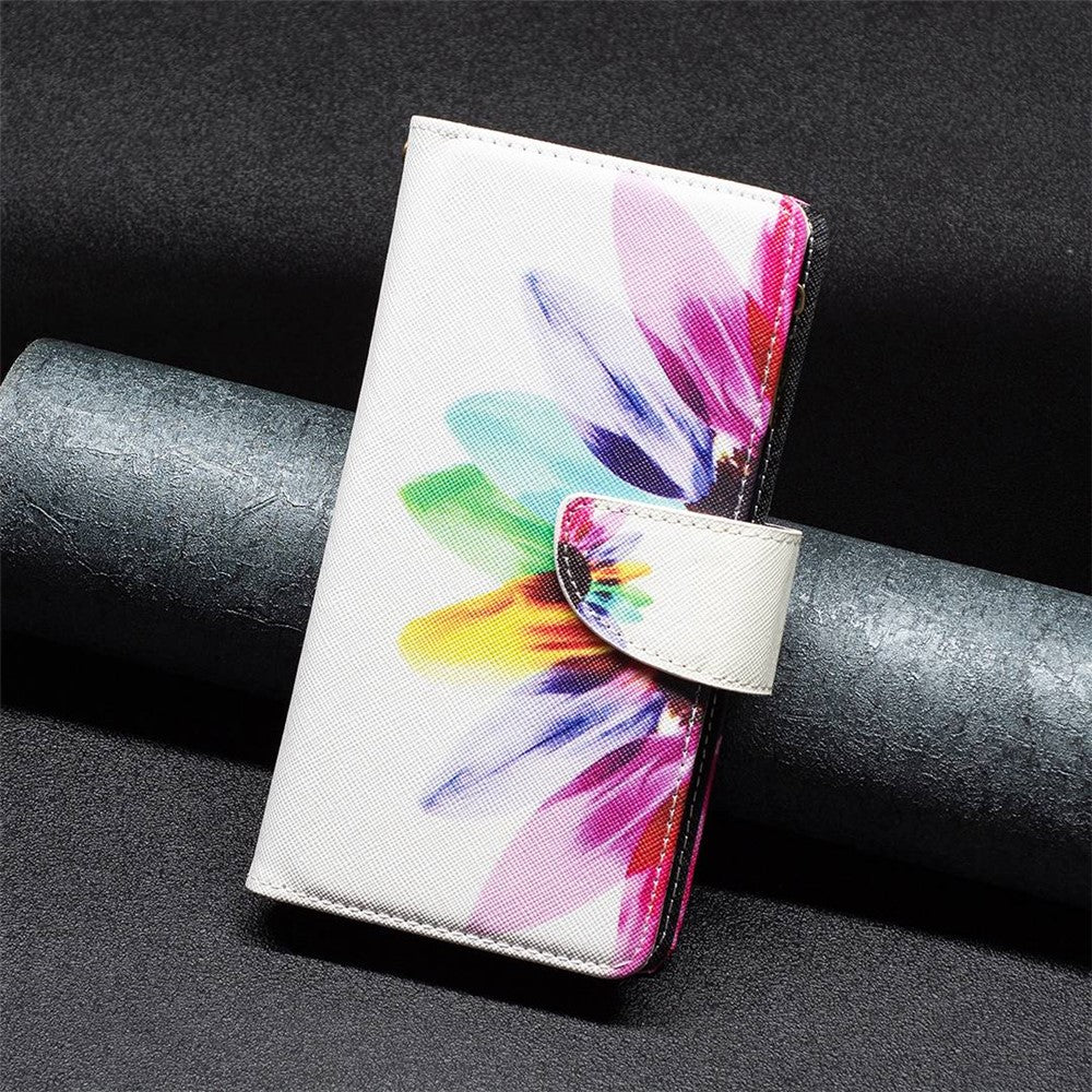 For Samsung Galaxy S23 Ultra Leather Case with Strap Pattern Printing Zipper Wallet Phone Stand Cover