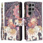 For Samsung Galaxy S23 Ultra Leather Case with Strap Pattern Printing Zipper Wallet Phone Stand Cover
