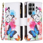 For Samsung Galaxy S23 Ultra Leather Case with Strap Pattern Printing Zipper Wallet Phone Stand Cover