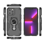 WANLONFENG For iPhone 14 Pro Max Phone Case  PC TPU Back Cover Kickstand with Tempered Glass