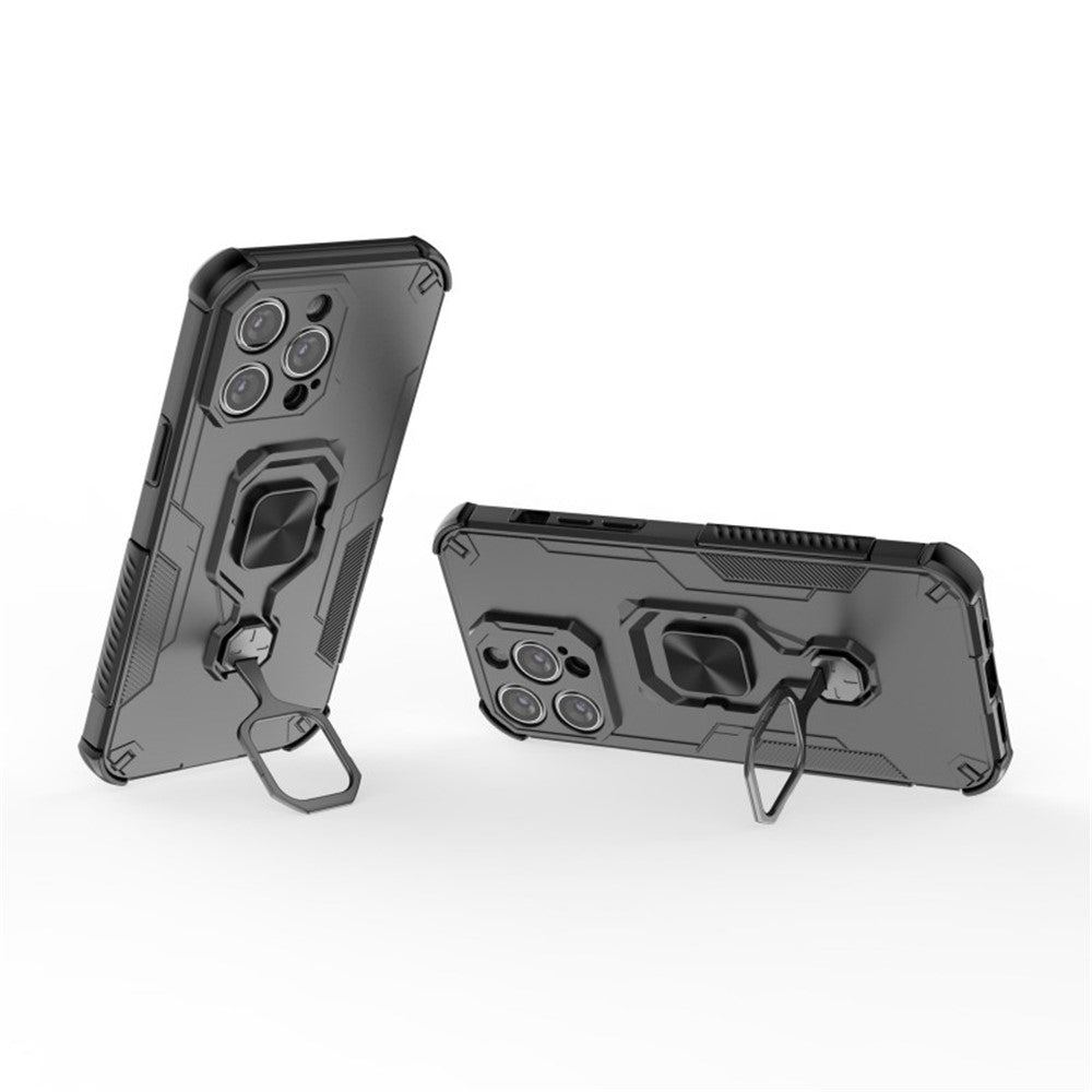 WANLONFENG For iPhone 14 Pro Max Phone Case  PC TPU Back Cover Kickstand with Tempered Glass