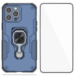 WANLONFENG For iPhone 14 Pro Max Phone Case  PC TPU Back Cover Kickstand with Tempered Glass
