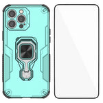 WANLONFENG For iPhone 14 Pro Max Phone Case  PC TPU Back Cover Kickstand with Tempered Glass