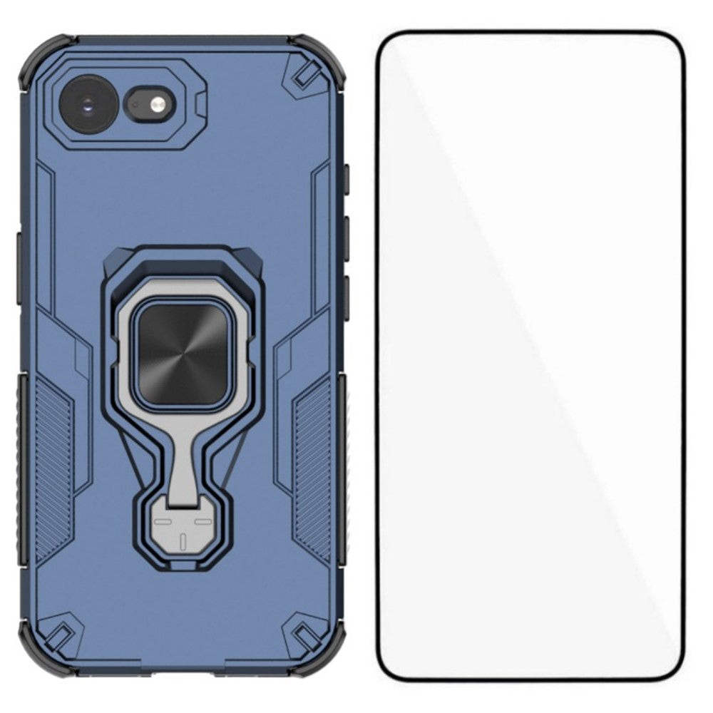 WANLONFENG til iPhone 17e / 16e Telefoncover PC TPU Bagcover Stander med Hærdet Glas
