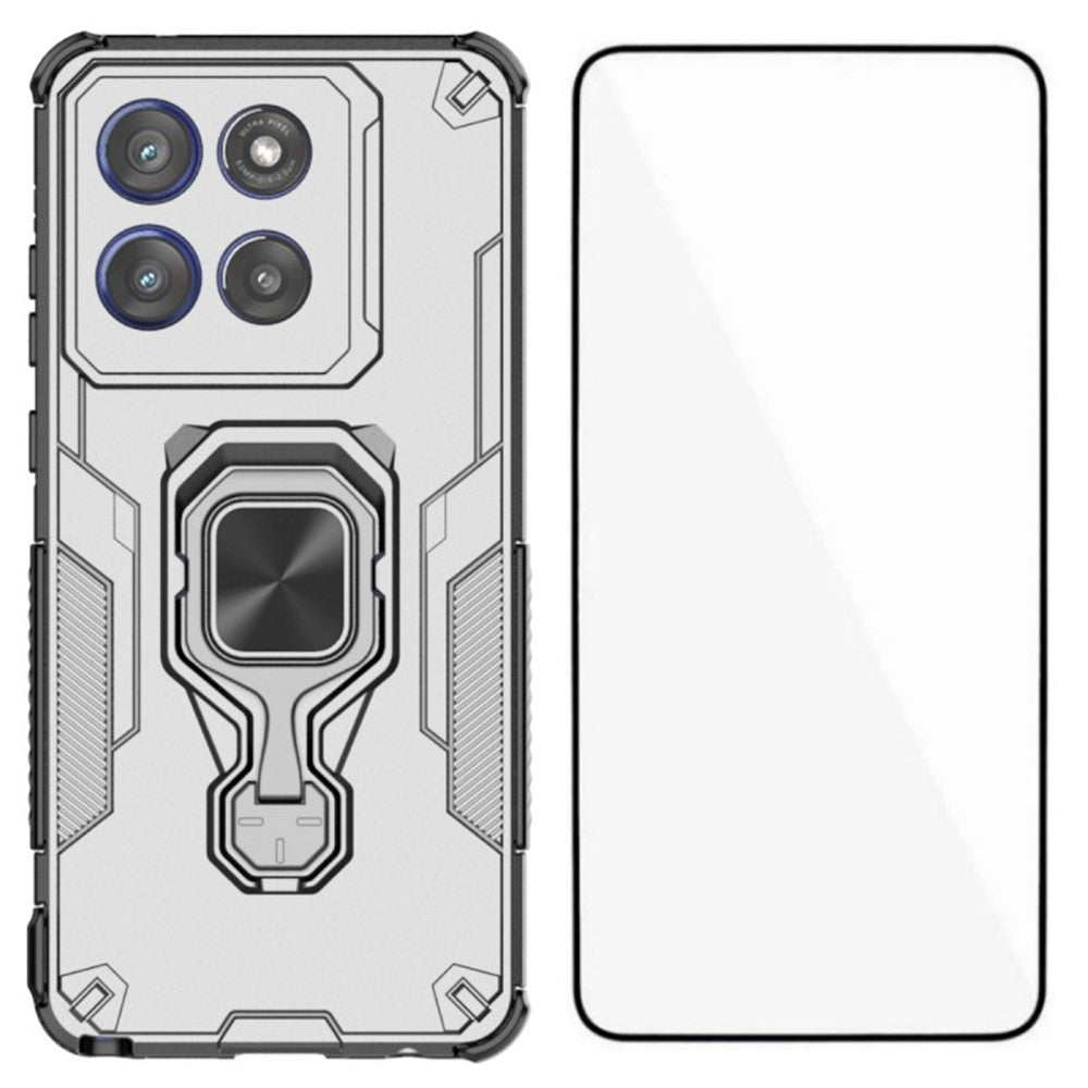 WANLONFENG For Motorola Edge 60 Stylus 5G Phone Case  PC TPU Back Cover Kickstand with Tempered Glass
