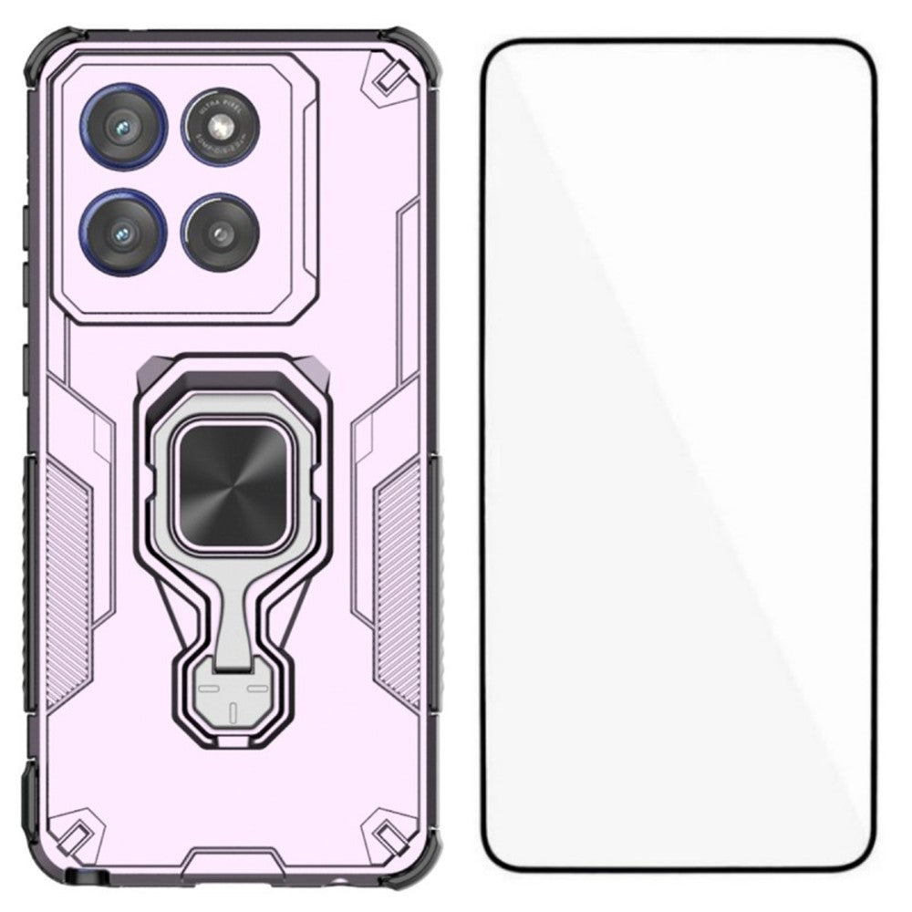 WANLONFENG For Motorola Edge 60 Stylus 5G Phone Case  PC TPU Back Cover Kickstand with Tempered Glass