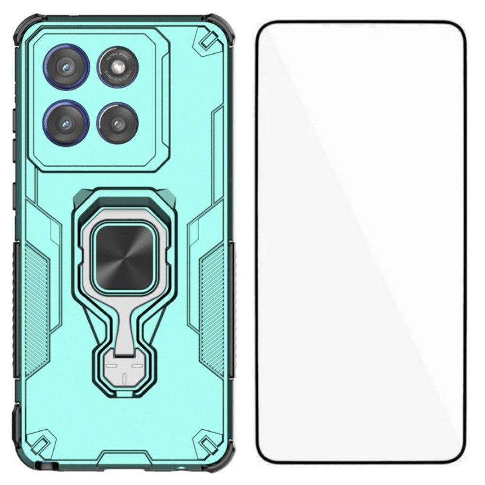 WANLONFENG For Motorola Edge 60 Stylus 5G Phone Case  PC TPU Back Cover Kickstand with Tempered Glass