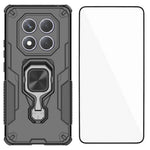 WANLONFENG For Xiaomi Redmi Note 14 Pro 4G Phone Case  PC TPU Back Cover Kickstand with Tempered Glass