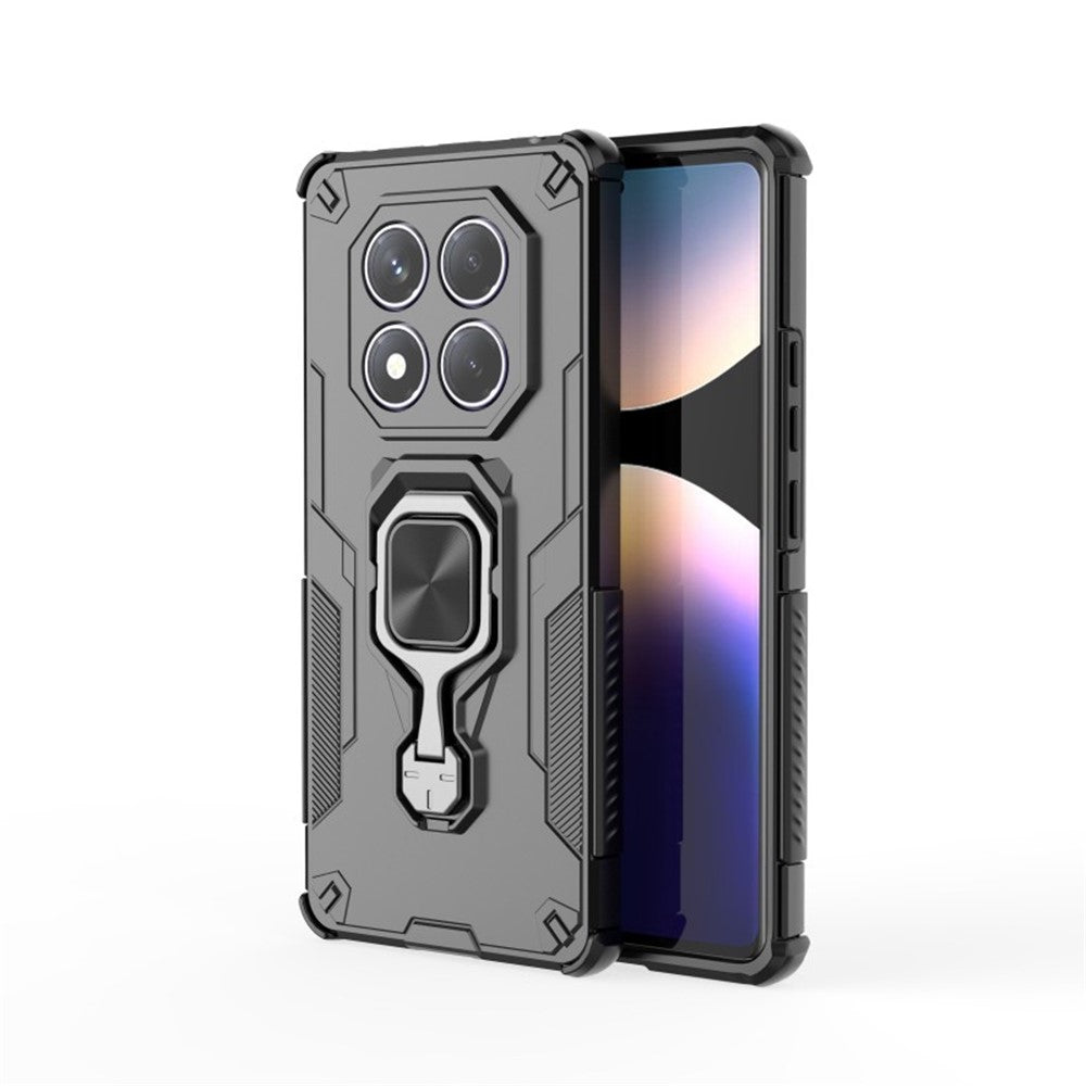 WANLONFENG For Xiaomi Redmi Note 14 Pro 4G Phone Case  PC TPU Back Cover Kickstand with Tempered Glass